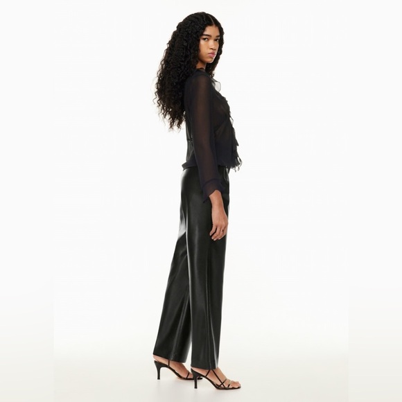 Aritzia Wilfred Effortless Pant High-Waisted Vegan Leather Pants - Size 4 - Picture 3 of 9